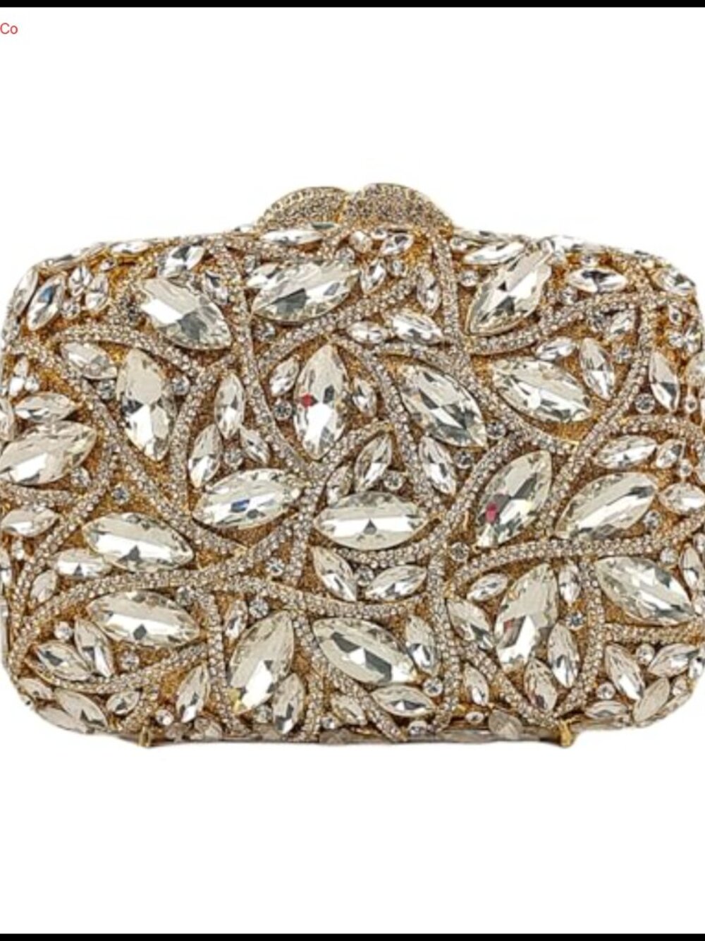 Rhinestone Crystal Clutch Box Handbag with Detachable Chains Evening Bag